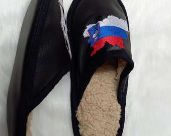 Handmade slippers, Slippers with the Slovenian logo, Warm winter slippers,Light comfortable slippers