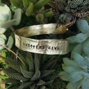 Stamped knitting needle bangle