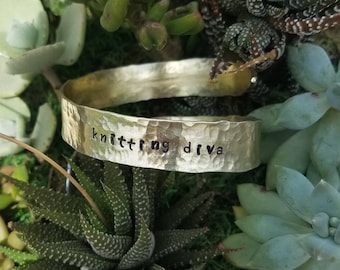 Stamped knitting needle bangle