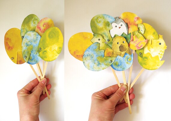 Easter Eggs Paper Diy Decor Paper Dolls Articulated Platupys Etsy