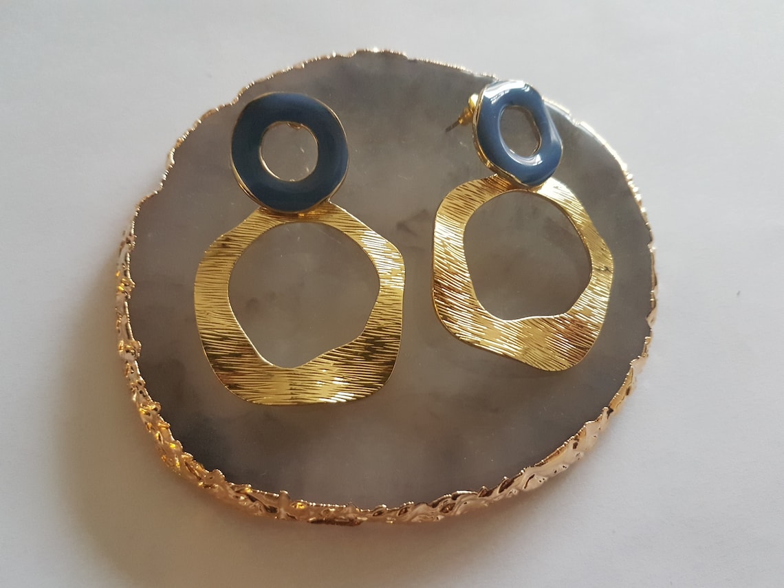 ANNA Earrings-fancy Earrings-handmade Earrings-gold Enamelled - Etsy
