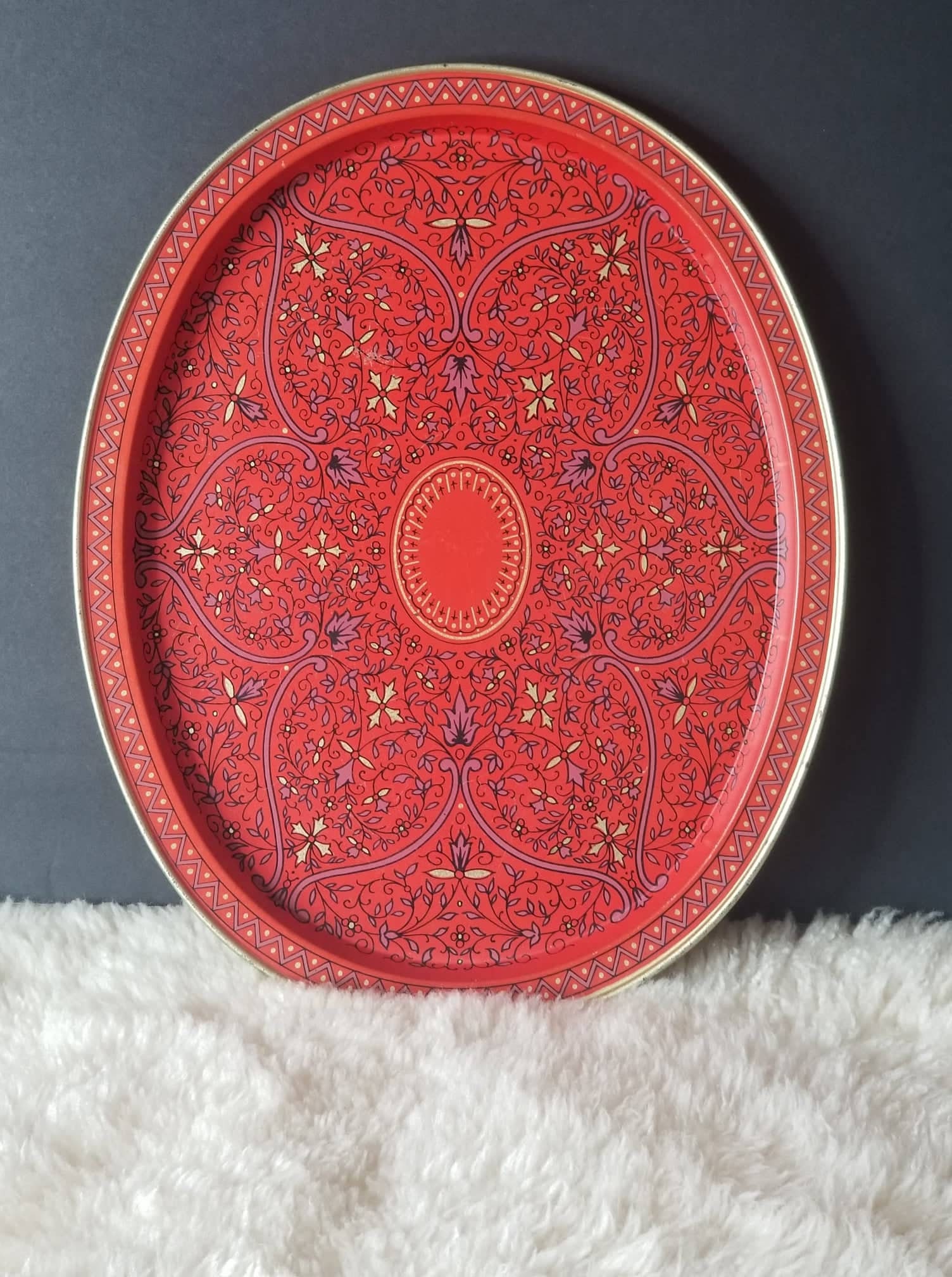 Vintage Fabcraft Oval Metal Serving Tray 1960s Red Oval Tray | Etsy