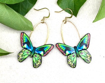 Butterfly Earrings, Drop Earrings, Swing Earrings, Unique Earrings, Polymer Clay Earrings, Gift Ideas, Unusual Earrings