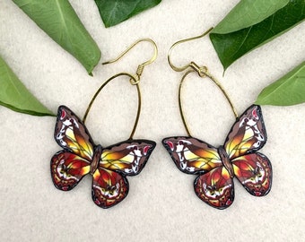 Butterfly Earrings, Drop Earrings, Swing Earrings, Unique Earrings, Polymer Clay Earrings, Gift Ideas, Unusual Earrings