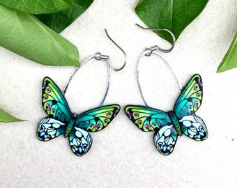 Butterfly Earrings, Drop Earrings, Swing Earrings, Unique Earrings, Polymer Clay Earrings, Gift Ideas, Unusual Earrings