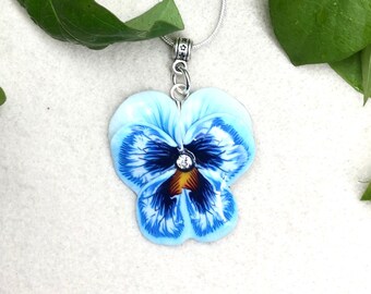 Pansy Pendant, Pansy Necklace, Polymer Clay Pansy, Flower Jewellery, Unique Gift, Unique Jewellery, Art Jewellery, Flower Necklace