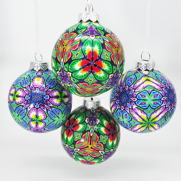 Decorated Baubles in Polymer Clay, Kaleidoscope Cane Tutorial, Polymer Clay PDF Tutorial, Polymer Clay Tutorial, Cane Tutorial.