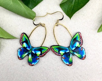 Butterfly Earrings, Drop Earrings, Swing Earrings, Unique Earrings, Polymer Clay Earrings, Gift Ideas, Unusual Earrings