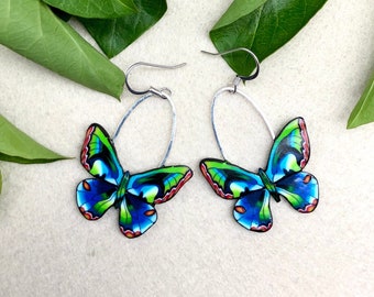 Butterfly Earrings, Drop Earrings, Swing Earrings, Unique Earrings, Polymer Clay Earrings, Gift Ideas, Unusual Earrings