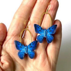 Butterfly Earrings, Drop Earrings, Swing Earrings, Unique Earrings, Polymer Clay Earrings, Gift Ideas, Unusual Earrings image 5