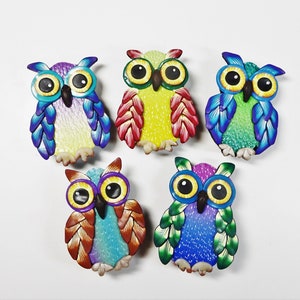 Fun and Colourful Owl BroochTutorial, Owl Brooch Tutorial, Polymer Clay Tutorial, PDF Tutorial, Animal Jewellery Tutorial, Code: FCOBTut.