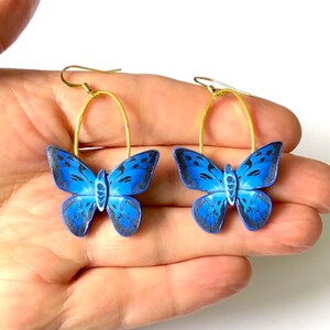 Butterfly Earrings, Drop Earrings, Swing Earrings, Unique Earrings, Polymer Clay Earrings, Gift Ideas, Unusual Earrings image 3