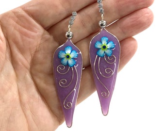 Flower Earrings, Drop Earrings, Swing Earrings, Unique Earrings, Polymer Clay Earrings, Resin Earrings, Gift Ideas, Unusual Earrings