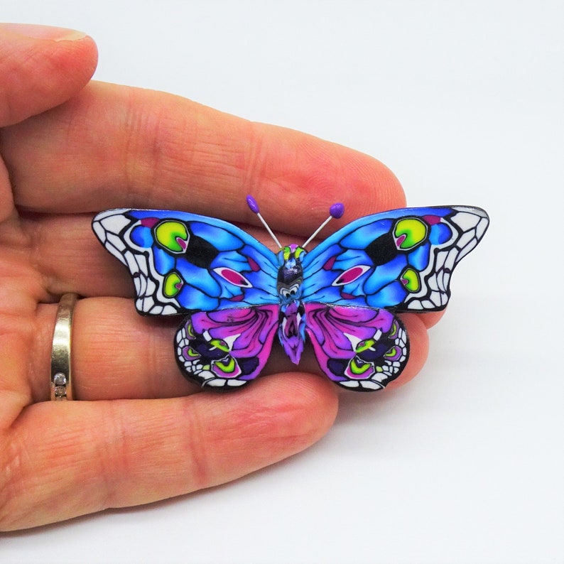 Butterfly brooch polymer clay brooch Black butterfly Resin butterfly brooch Beautiful Brooch Gift butterfly wings butterfly jewelry