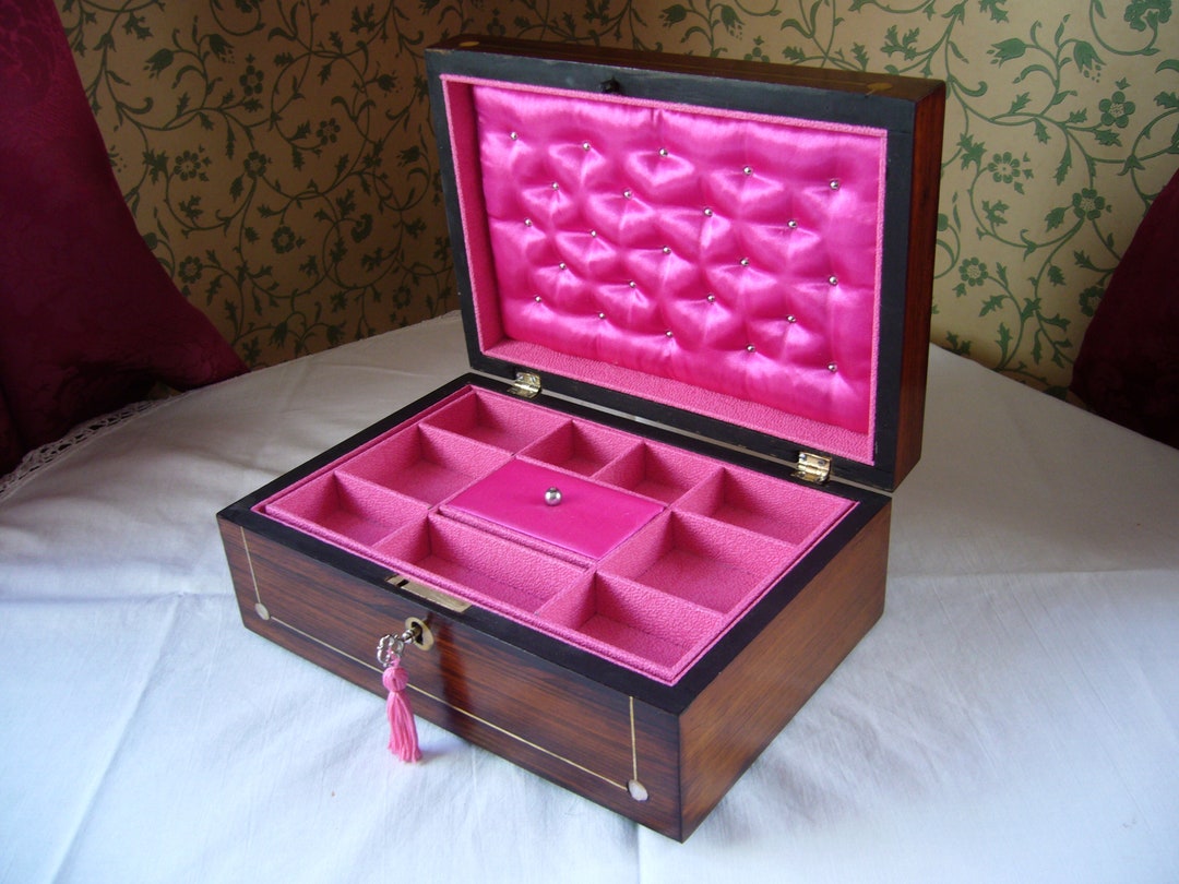 Victorian Jewellery Box Antique Rosewood & Mother of Pearl Etsy
