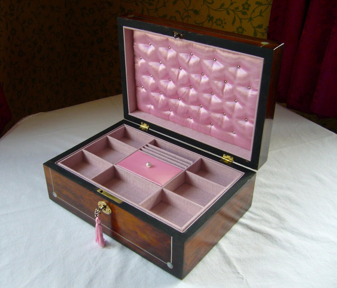 Antique Jewellery Box Victorian Rosewood With Mother of Pearl Etsy — free download