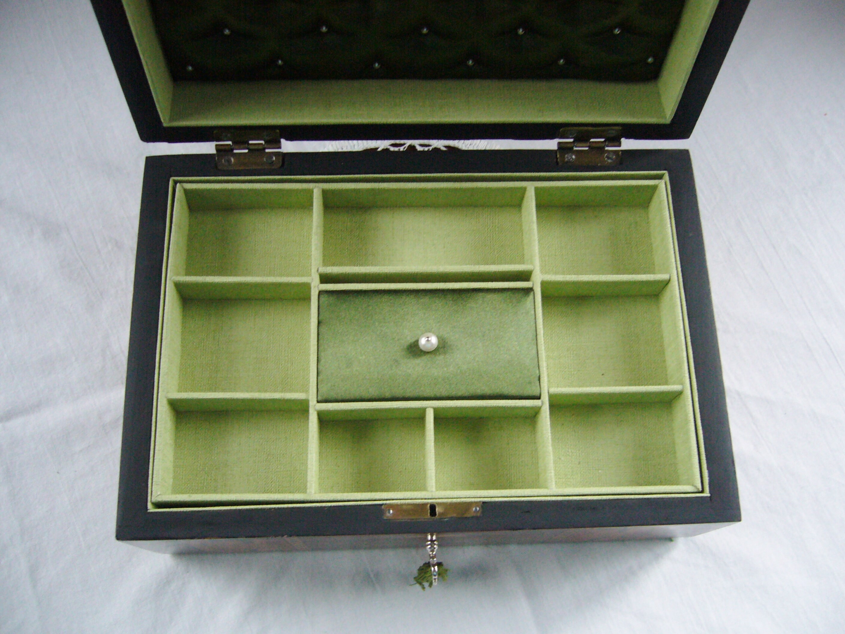 Victorian Jewellery Box Antique Inlaid Walnut With Green Etsy UK