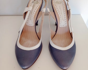 Y2K FORNARINA slingback pumps, vintage leren pumps, gemaakt in Italië.