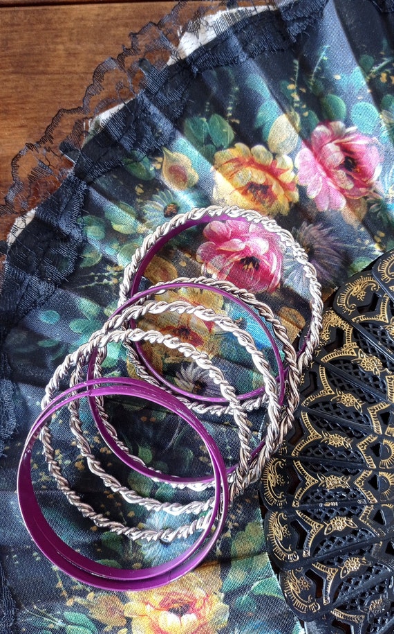 Vintage boho bangle bracelets lot, stable metalli… - image 9