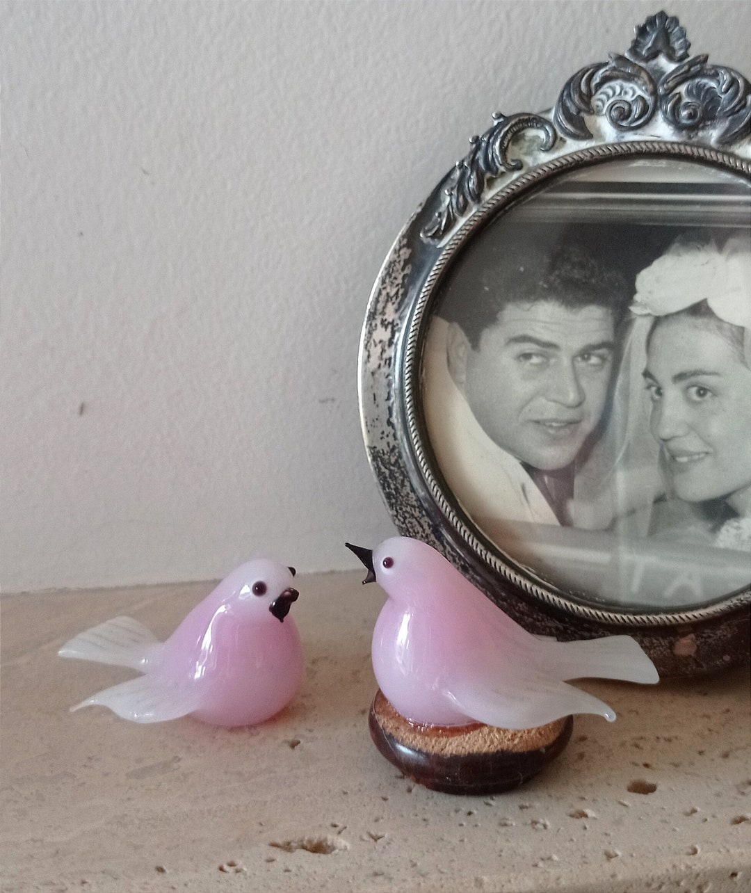 Vintage Milky Glass Love Birds Figurines Glass Collectible Etsy