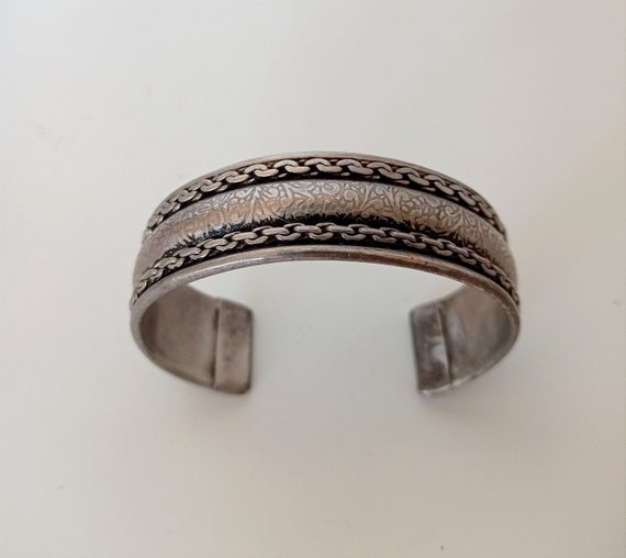 Vintage, ancient Greek style engraved aged silver… - image 1