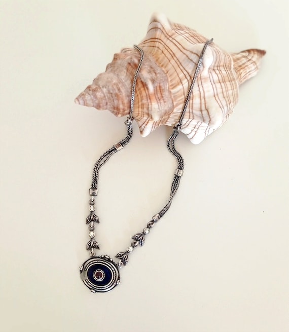 Vintage delicate handcrafted statement silver nec… - image 1