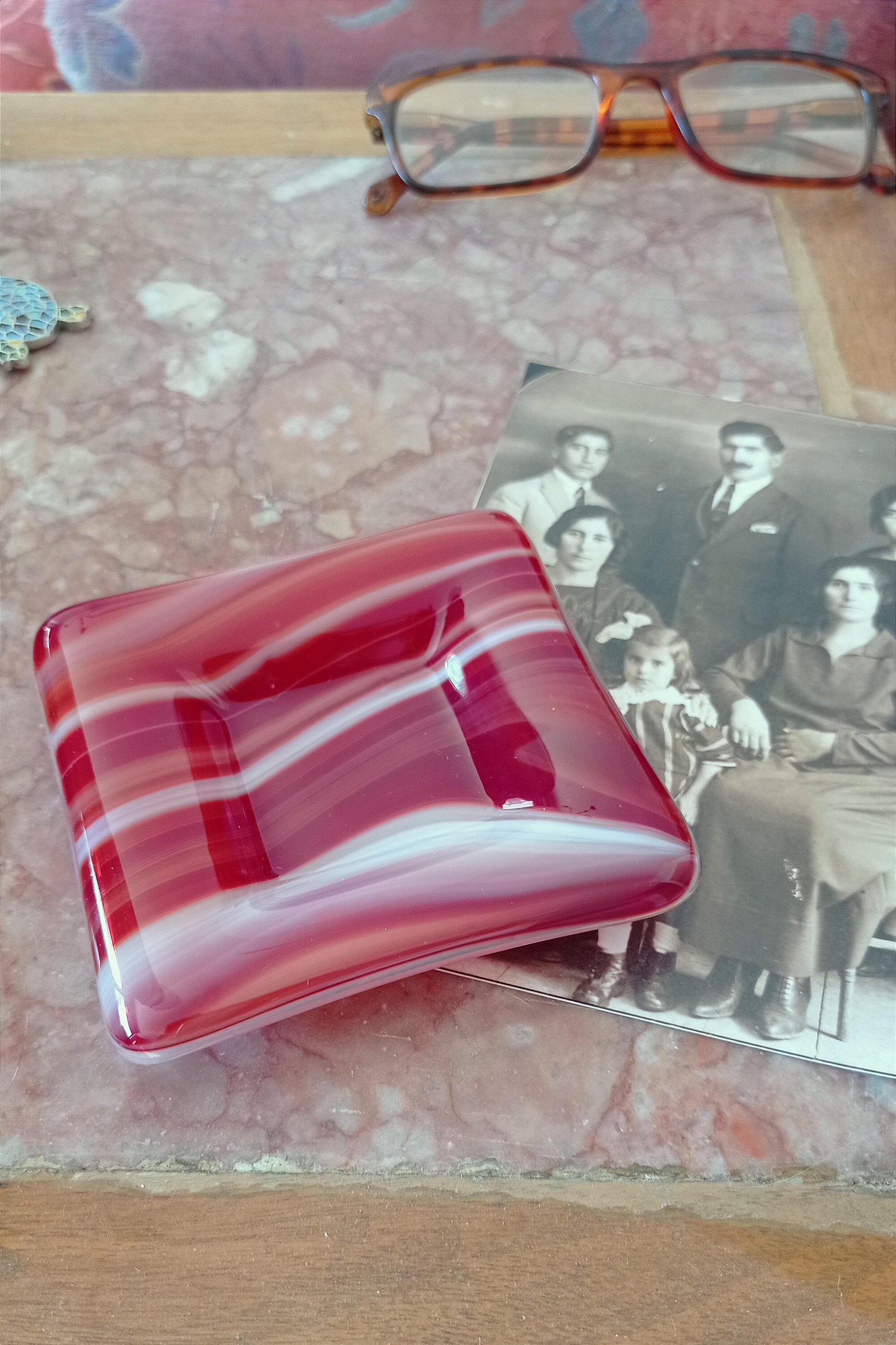 Small Vintage Glass Ashtray or Jewelry Box, Vintage Decorative Item