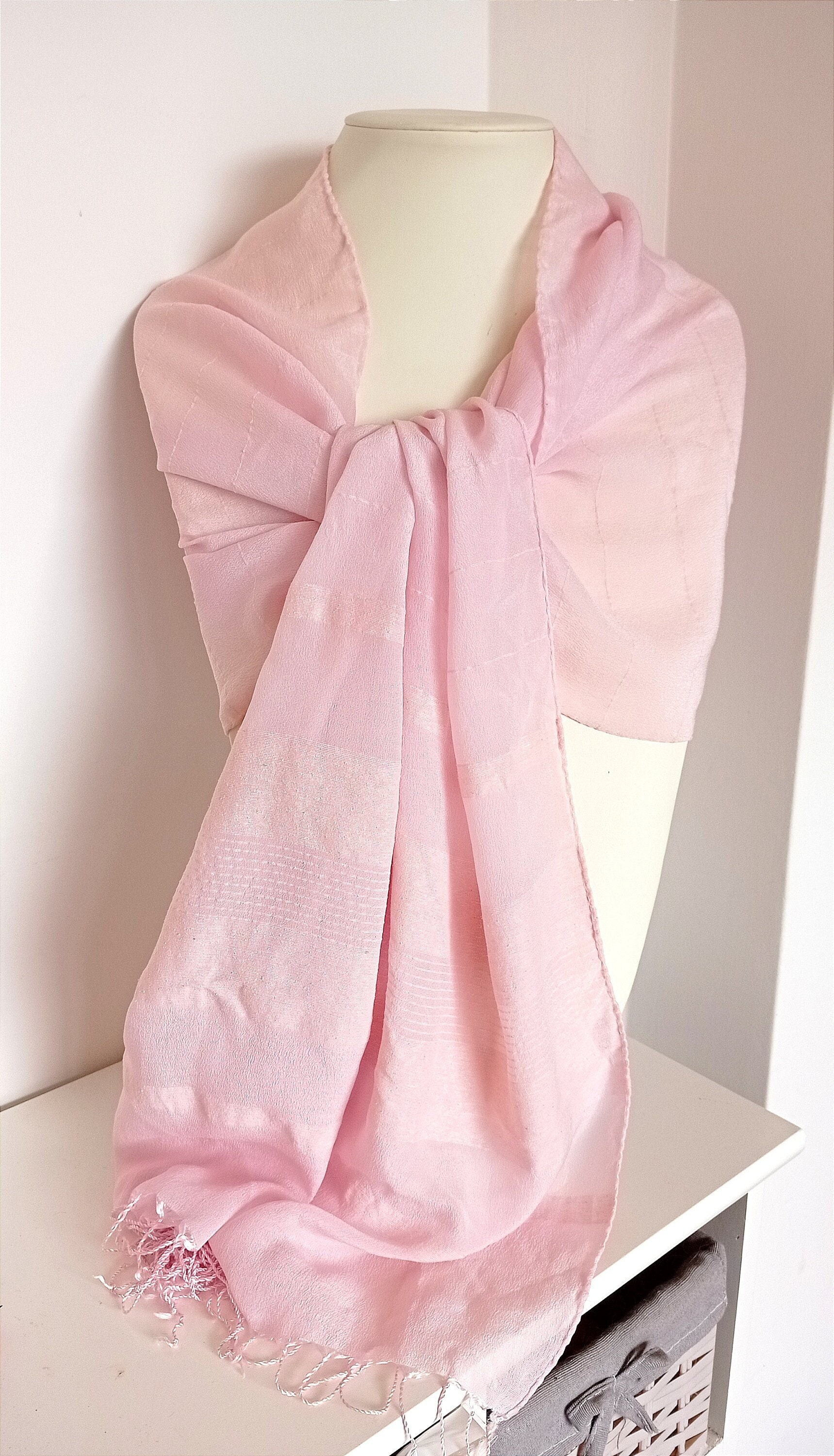 Pale pink shop silk scarf