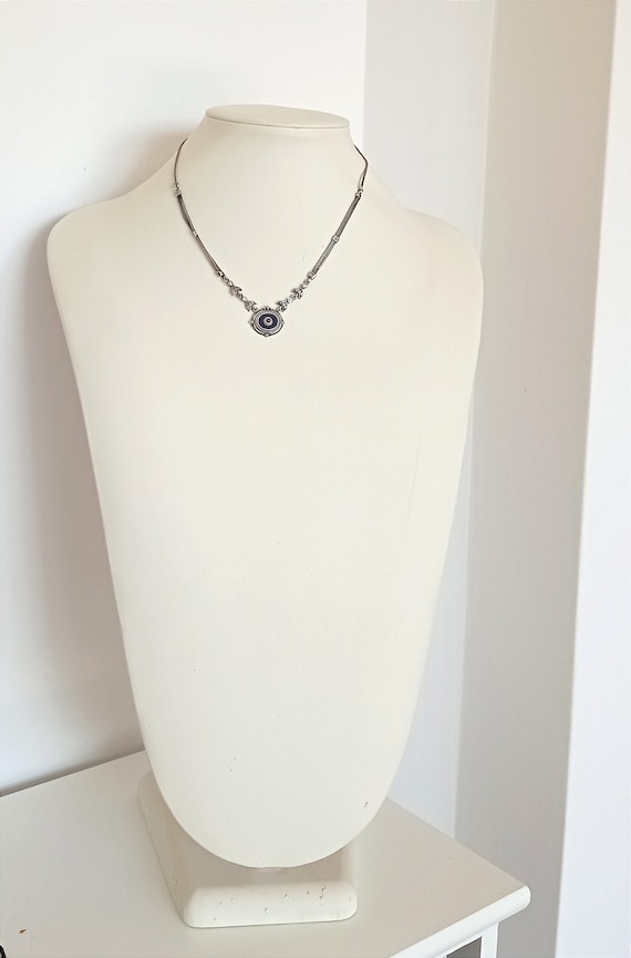 Vintage delicate handcrafted statement silver nec… - image 5