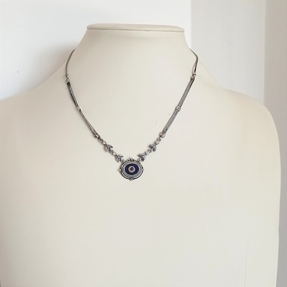 Vintage delicate handcrafted statement silver nec… - image 6