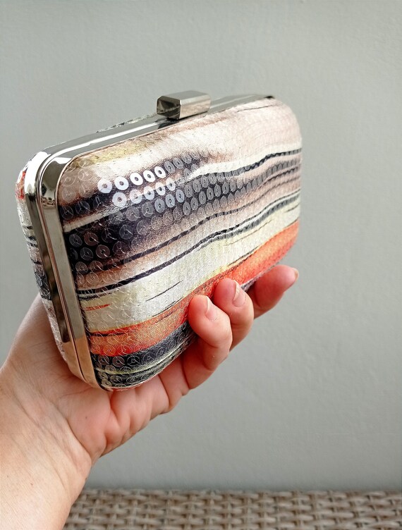 Vintage Statement Clutch Bag With Long Chain Fabric Lady s Purse Pale Colours Clutch Bag Gift for Her. Etsy Ireland