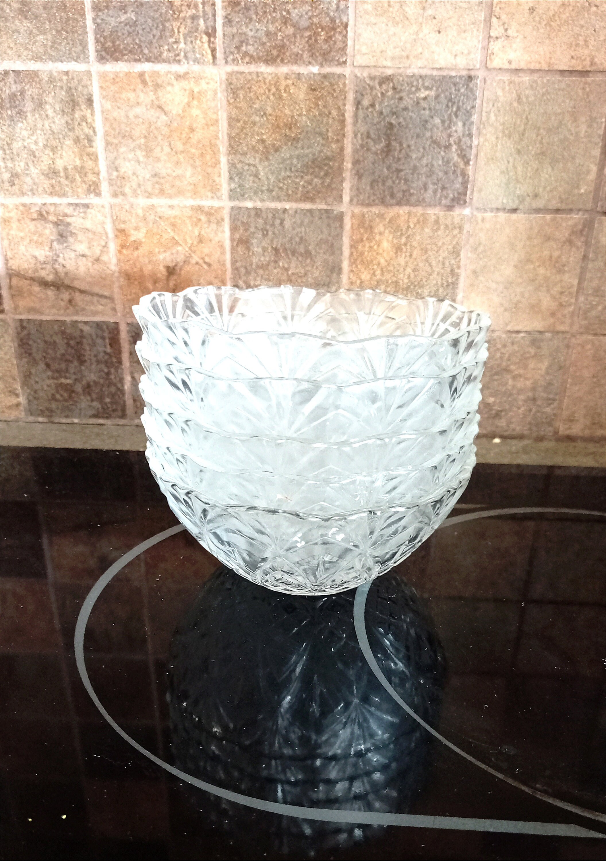 Vintage small glass bowls set of five ice cream bowls clear glass