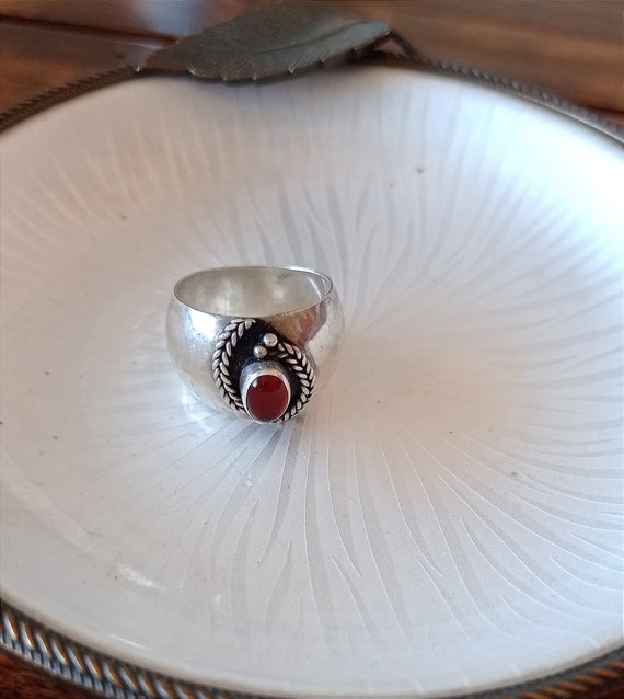 Vintage handcrafted wide 925 silver statement ring