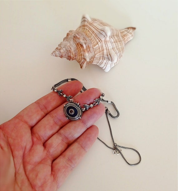 Vintage delicate handcrafted statement silver nec… - image 4