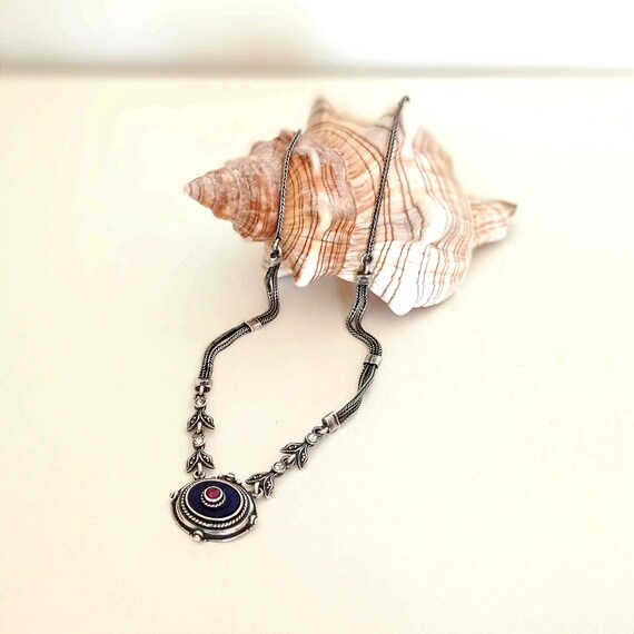 Vintage delicate handcrafted statement silver nec… - image 2