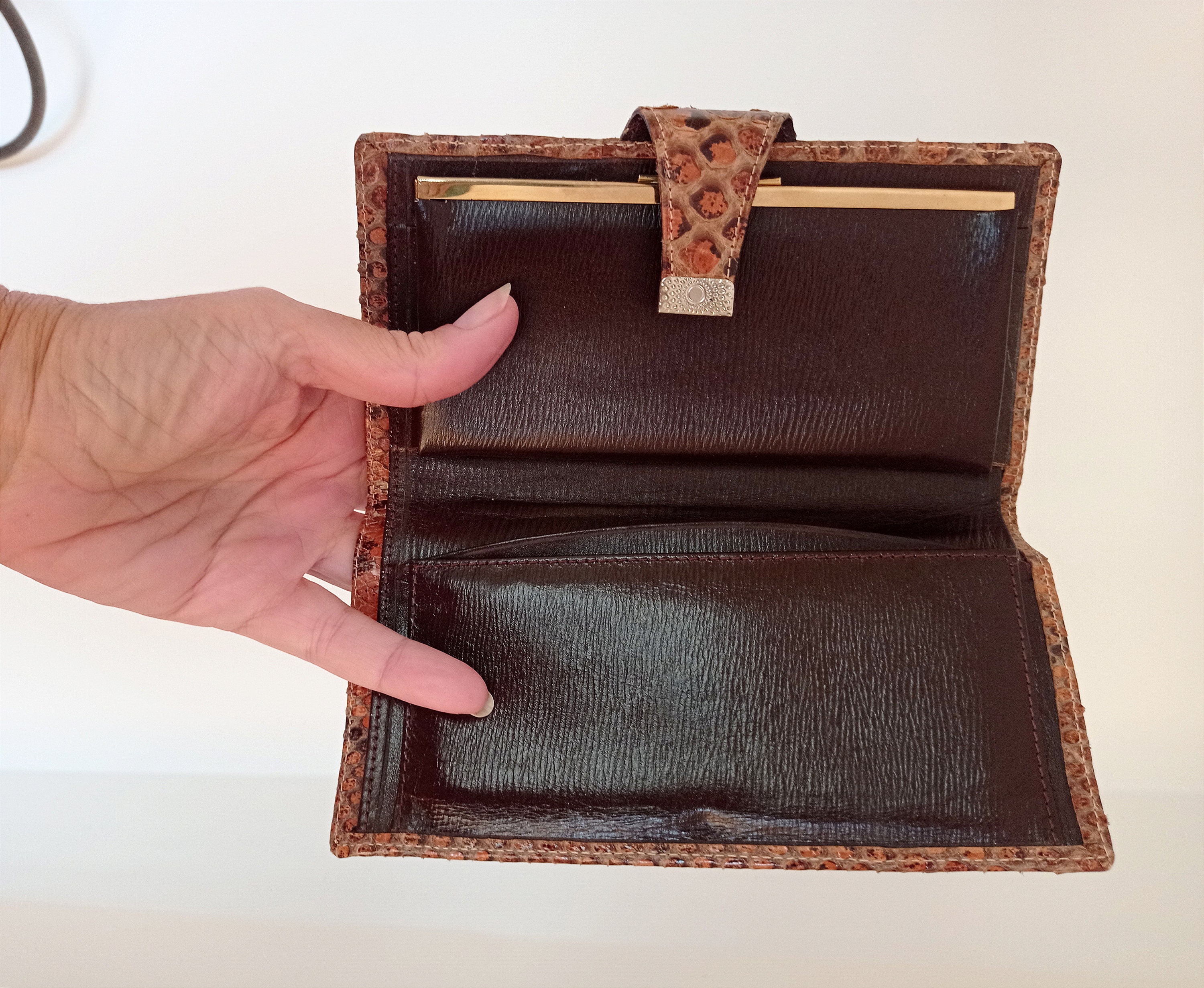 Metallic Gold Baronet Leather Wallet Clutch Vintage 1960s
