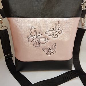 Handbag Butterfly Rose Metallic Shoulder Bag Faux Leather Bag with Pendant Spring image 7