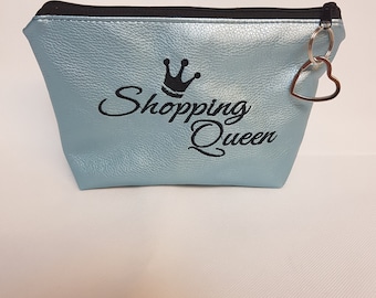 Kosmetiktasche Shopping Queen  Schminktasche Utensilientasche Kleinigkeiten Tasche mit Anhänger türkis