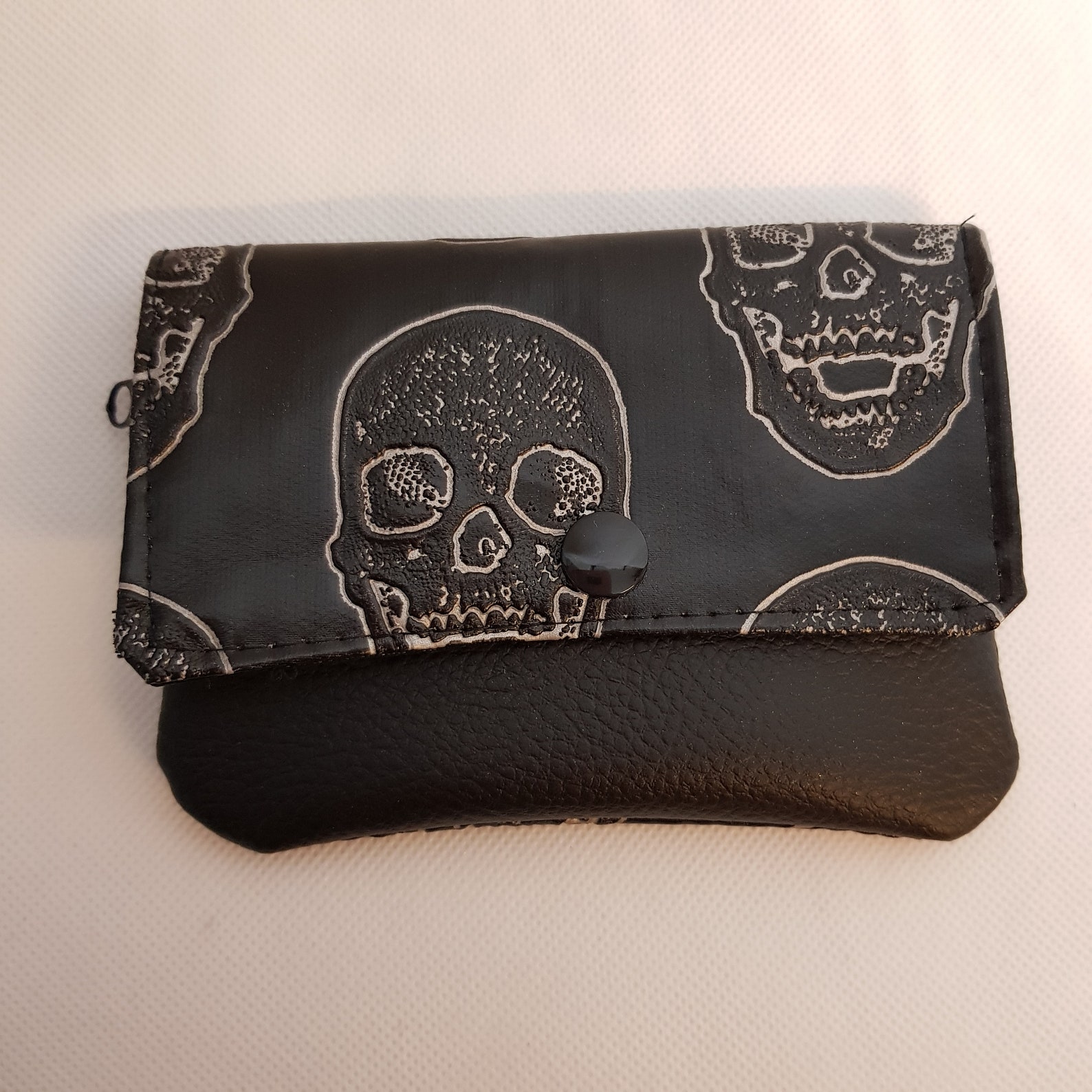Purse Skull Wallet Black Purse Pouch Purse Skull Faux Leather Etsy
