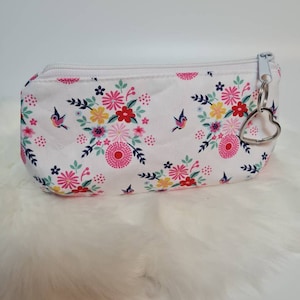 Kosmetiktasche Blume Vogel Schminktasche Stifttasche Mäppchen  Herz Mädchen Tasche mit Anhänger
