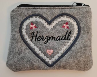 Schlüsseltasche aus Filz Herzmadl Geldtasche Tasche Valentinstag