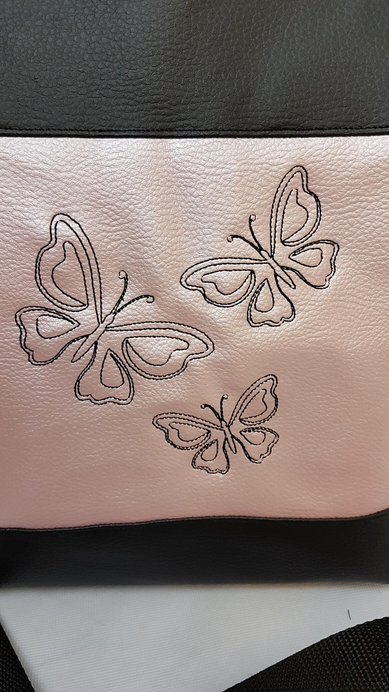 Handbag Butterfly Rose Metallic Shoulder Bag Faux Leather Bag with Pendant Spring image 9