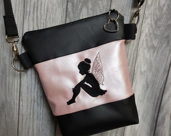 Handtasche Fee Glitzer Umhängetasche Mädchen Kunstleder Glitzertasche Fee Tasche mit Anhänger