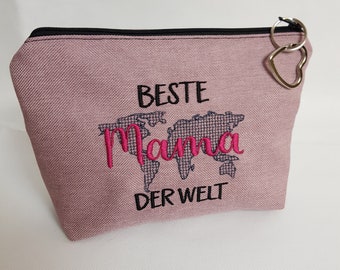 Kosmetiktasche Beste Mama der Welt  Schminktasche Utensilientasche Kleinigkeiten Tasche mit Anhänger Muttertag