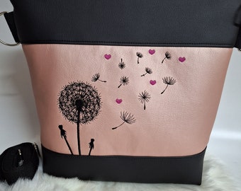 Handtasche Pusteblume Herz Umhängetasche Pusteblume rosa mit Herz Kunstleder mit Anhänger Tasche handmade …