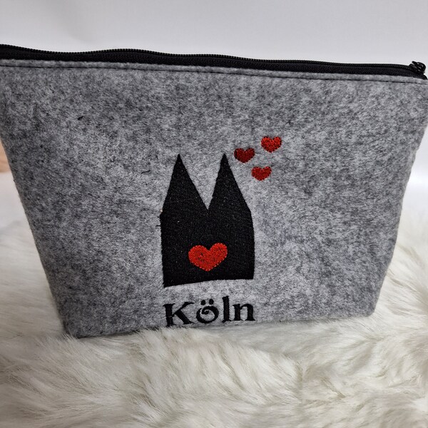 Kosmetiktasche  Kölsch Mädche Kölner Dom Skyline Bag Schminktasche Utensilientasche Kleinigkeiten Tasche mit Anhänger