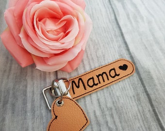 Schlüsselanhänger kupfer farben Anhänger Mama Herz  Schlüsselanhänger Muttertag aus Kunstleder