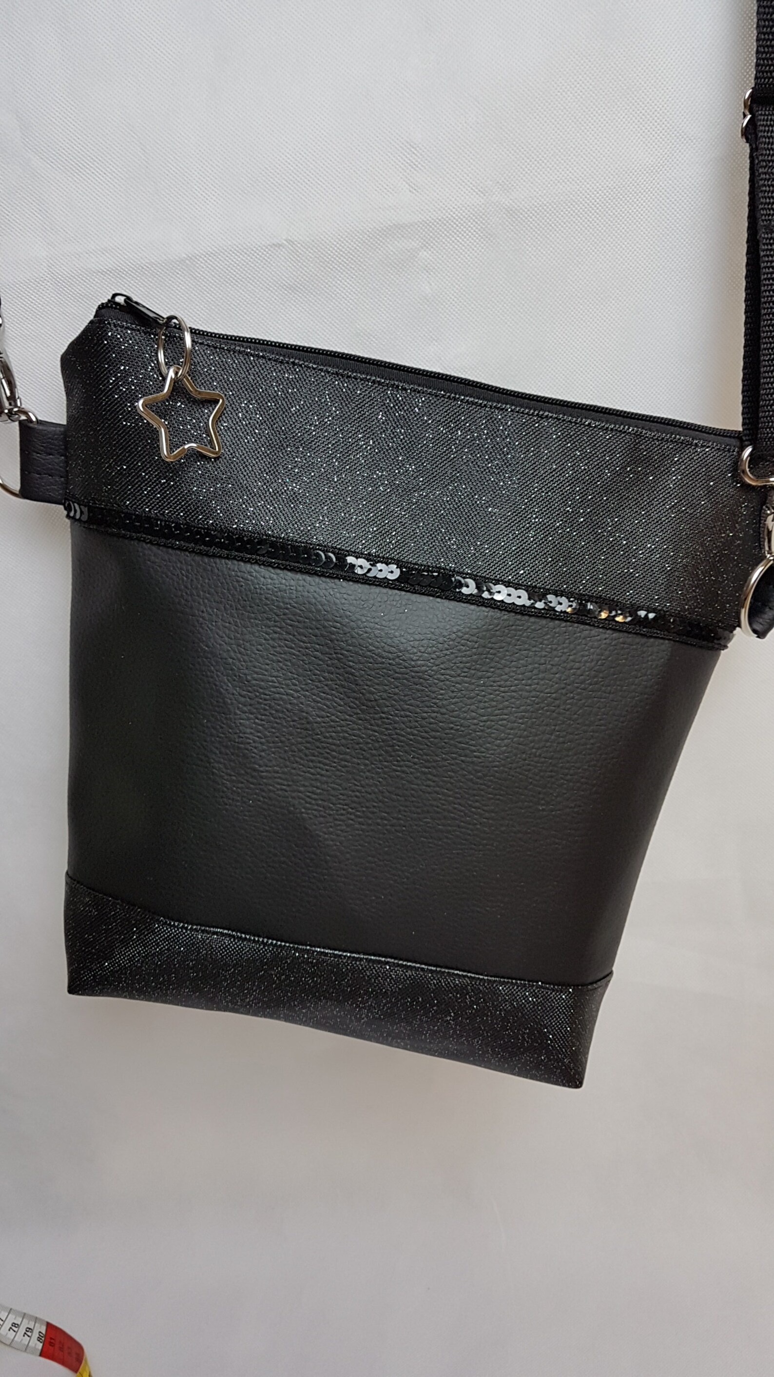 FASHION YOU WANT Handtasche Glamoustar - Glitzer Stern Henkeltasche Aus Canvas