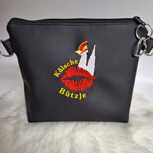 Kleine Handtasche Köl sche Bützje  Köln schwarz Handtasche Kunstleder Umhängetasche  Tasche