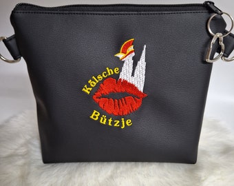 Kleine Handtasche Köl sche Bützje  Köln schwarz Handtasche Kunstleder Umhängetasche  Tasche